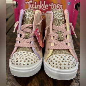 Twinkle Toes Skechers Hi Top Light Up sneakers Shoes STAR GLITZ Size 10 M